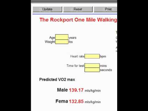 Rockport 1 Mile Walk Vo2 Test Youtube
