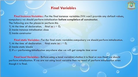 Lesson - 19 : Core Java Basics - Final Variables In Java Programming