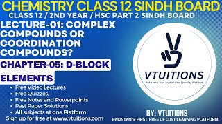 Complex Compounds OR Coordination Compounds | Chp-05: D-block Elements | Chemistry XII Sindh Board