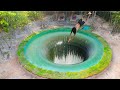 I build underground house water slide to tunnel underground swimming pools in the jungle