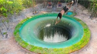 I Build Underground House Water Slide To Tunnel Underground Swimming Pools in the jungle