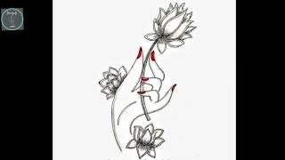 Athlete Statistics Lord Buddha Hand Holding Lotus || Lotus 🪷 in a Hand || Buddha Purnima easy  Drawing