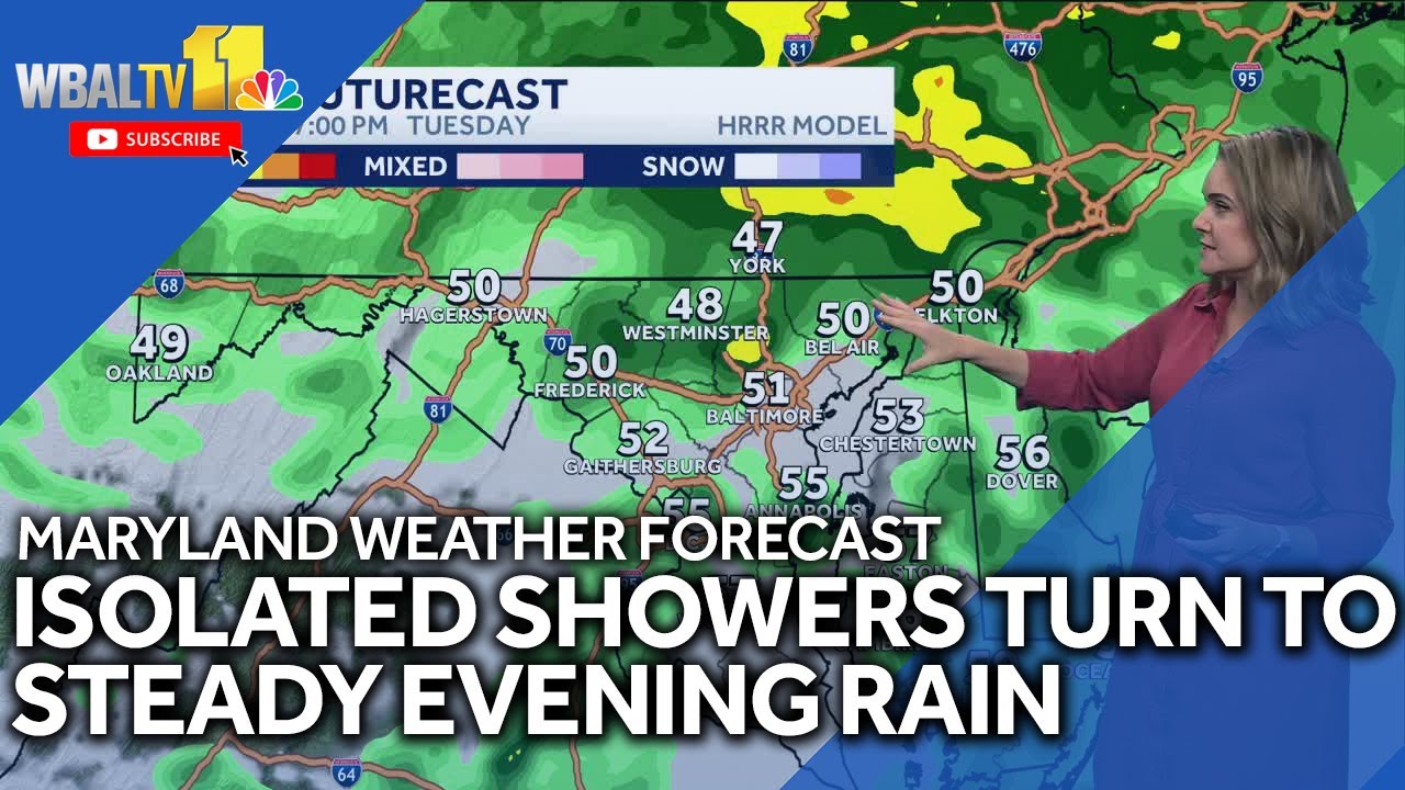 Impact Weather: Isolated showers turns to steady rain Tuesday - YouTube