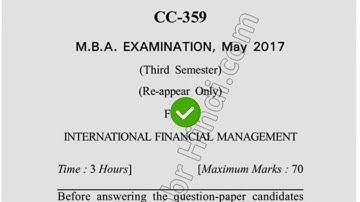 2017 Dcrust MBA 3rd Sem Reappear International Financial Management Question Paper