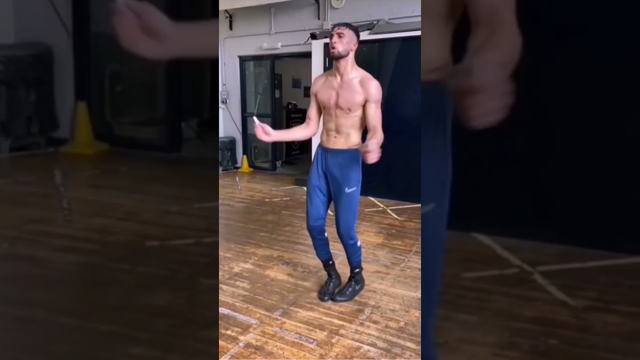 Britain's rising star Adam Azim jumping rope with some skill 