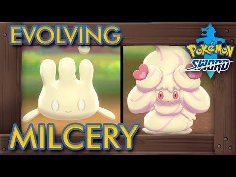 Видео: Pok Mon Sword And Shield Milcery еволюция метод: как да се развива Milcery в Alcremie, включително Rainbow Swirl Alcremie обясни