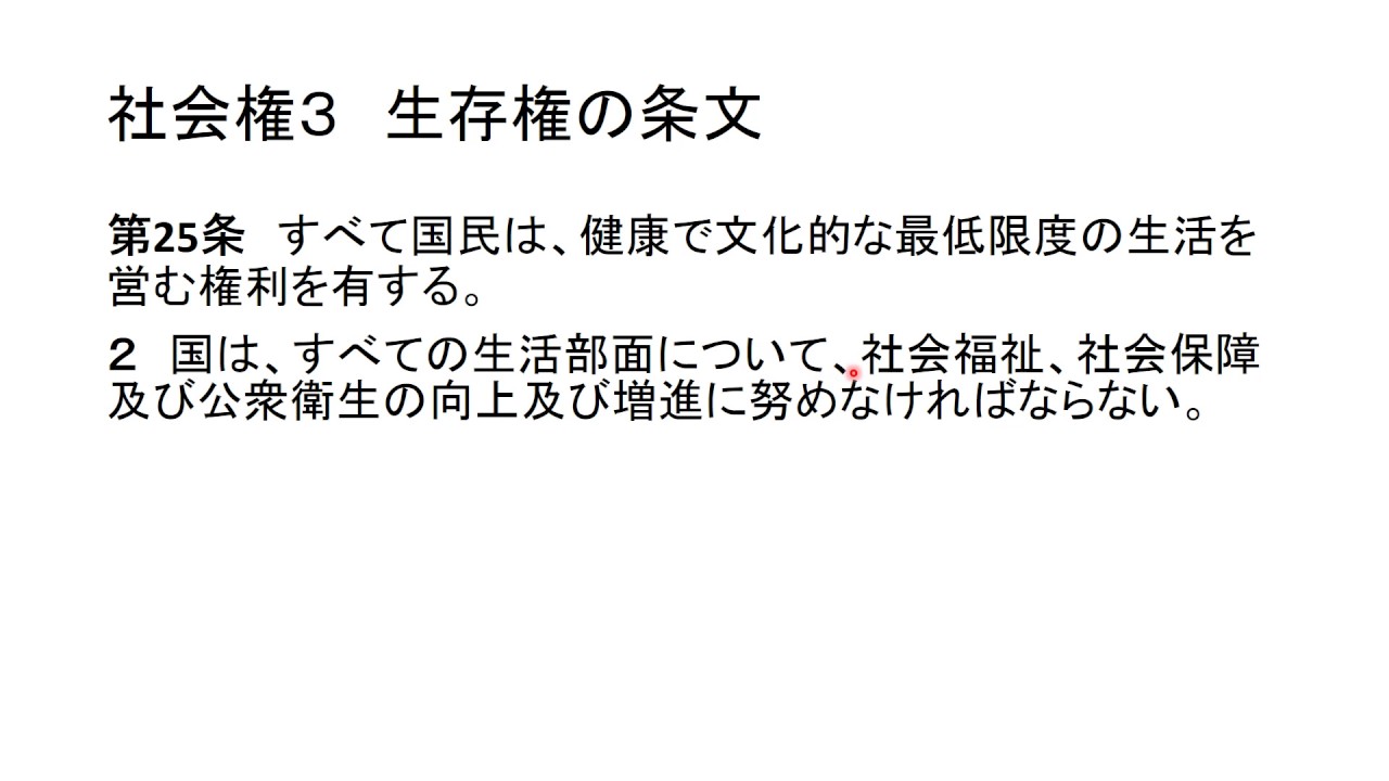 社会権３ 生存権の条文 Youtube