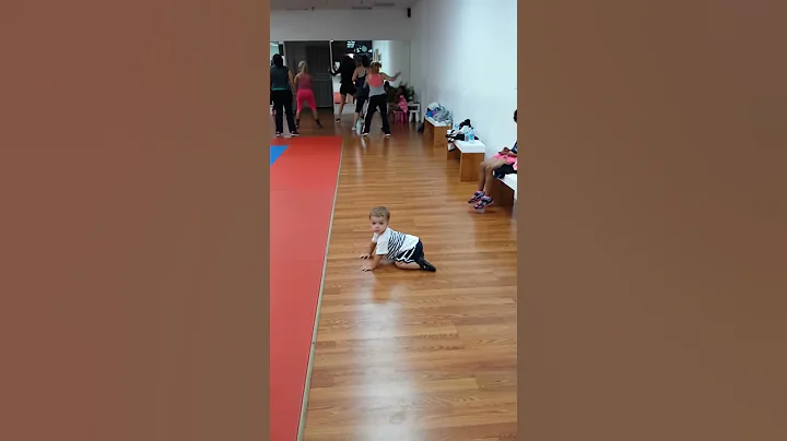 My son crashing a zumba class