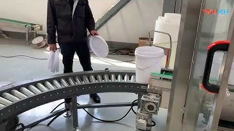 Automatic 4 head 4kg to 30kg bucket pail filling lid pressing line