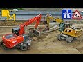 HITACHI ZAXIS BAGGER + CATERPILLAR GRADER + BAGGER / MEGA AUTOBAHN BAUSTELLE DOKU #74