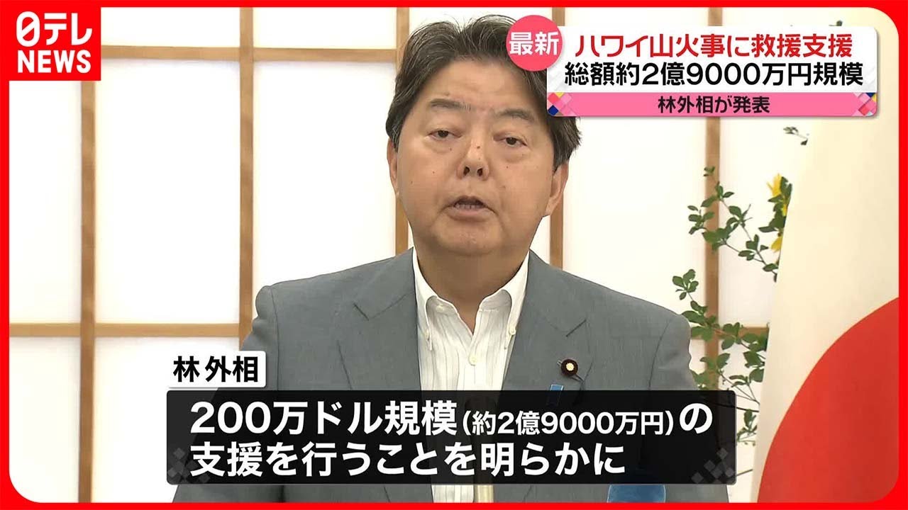 【ハワイ山火事支援発表】総額約2億9000万円規模 林外相