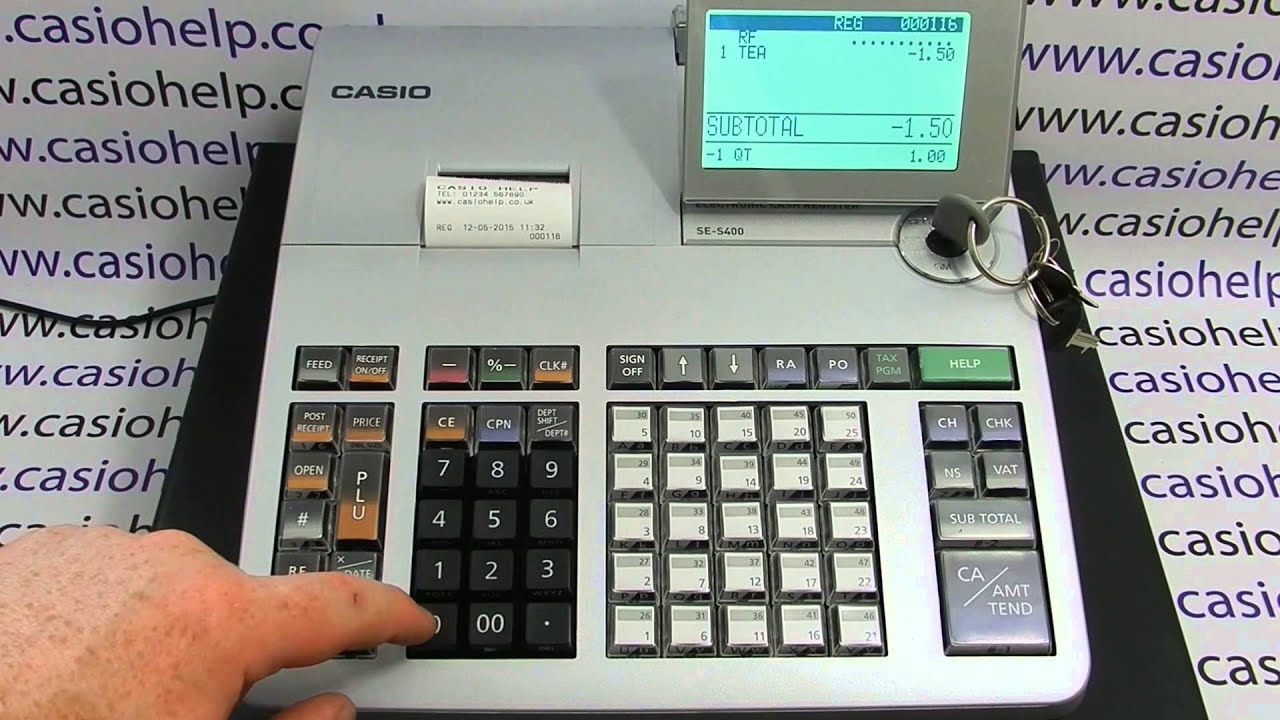 Lure erhvervsdrivende ulv Processing A Refund Using The RF Button Casio SE-S400 / SE-S800 / PCR-T500  / PCR-T520 Cash Register - YouTube