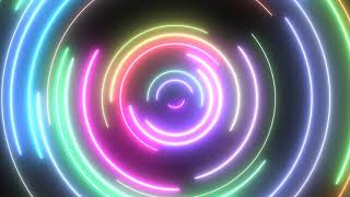 Neon Circle Ring Halo Loops Glow Bright Colors and Spin Slowly 4K UHD 60fps 1 Hour Free Video Loop