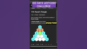 Day 28/100 Leetcode Challenge.  118. Pascal
