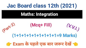 Important mcq questions of integration for jac board class 12। part-2
