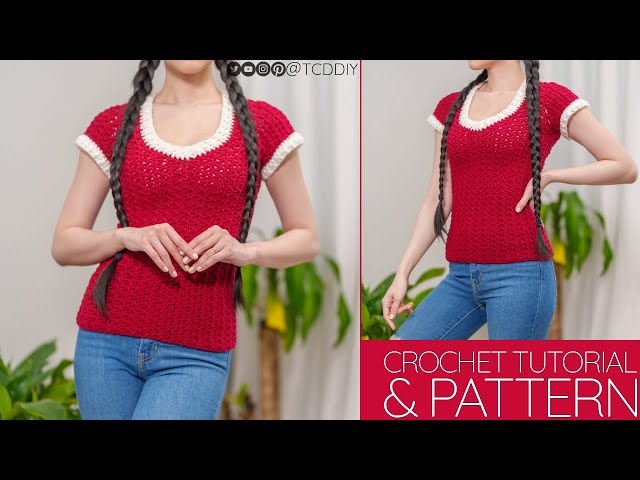 How to Crochet a V Neck Short Sleeve Top | Pattern & Tutorial DIY