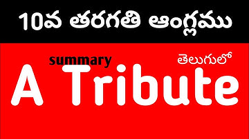A Tribute summary in Telugu I 10th Class English Lessons