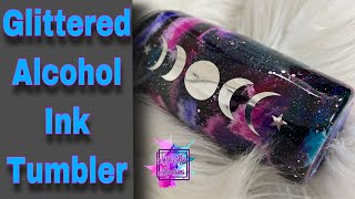 Glittered Alcohol Ink Tumbler Tutorial | Galaxy Tumbler Tutorial