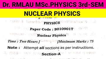 Nuclear Physics  MSc-PHYSICS 3rd-SEM question paper ll Dr.RMLAU 2024 -25 ।। Nuclear Physics।।