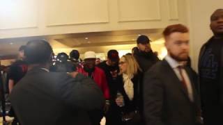 FLOYD MAYWEATHER MAKES HIS ENTRANCE INTO THE GERVONTA DAVIS VS LIAM WALSH PRESS CONFERENCE