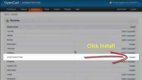 Premium OpenCart Theme - eCart Theme Control Panel installation