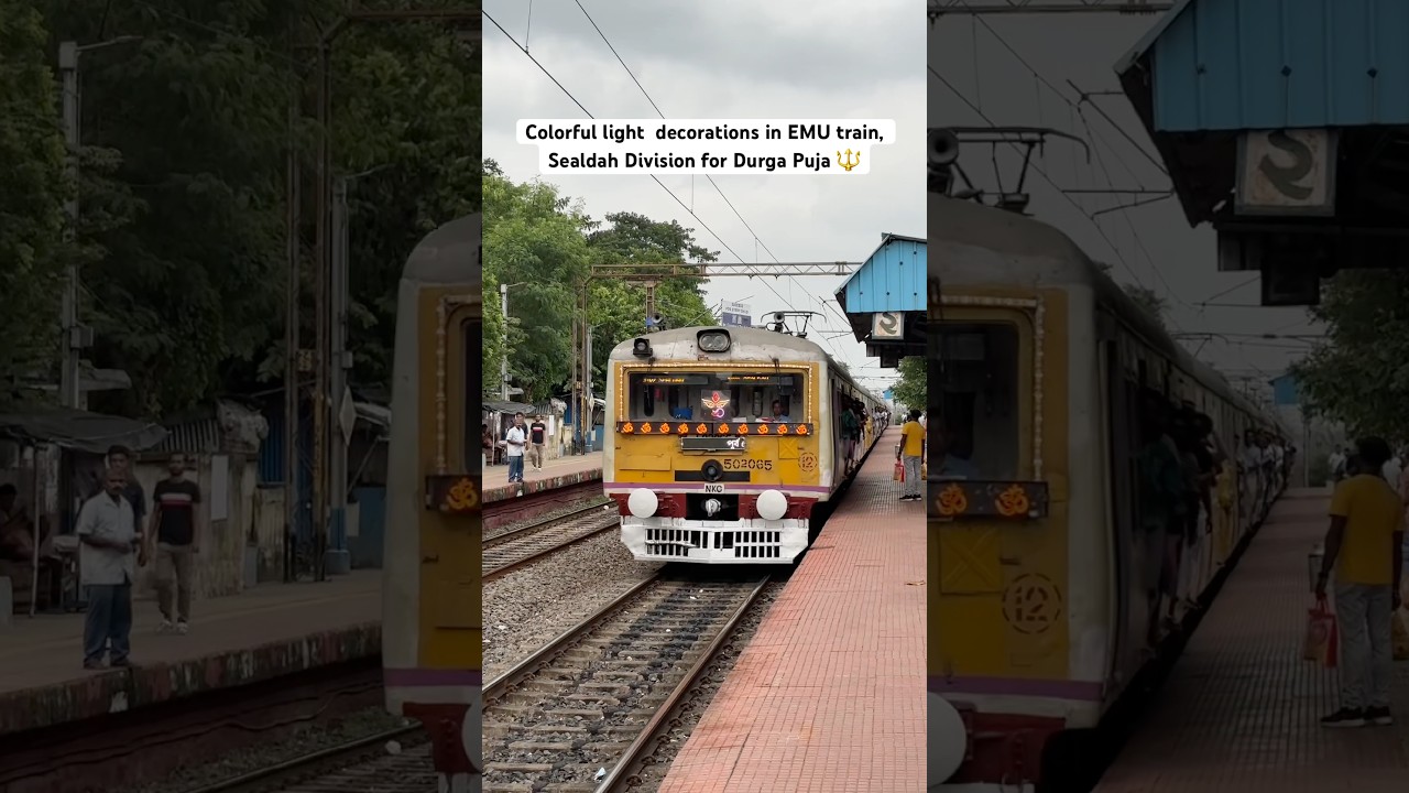 Colorful light  decorations in EMU train, Sealdah Division for Durga Puja 🔱
