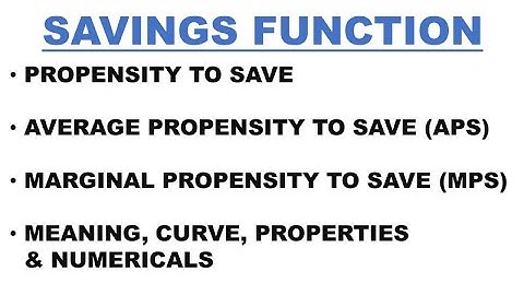 🛑SAVINGS FUNCTION || AVERAGE PROPENSITY TO SAVE (APS) || MARGINAL PROPENSITY TO SAVE (MPS) ||PART-5