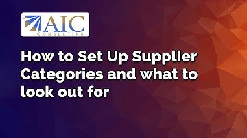 How to Set Up Supplier Categories in Sage X3 Version 12