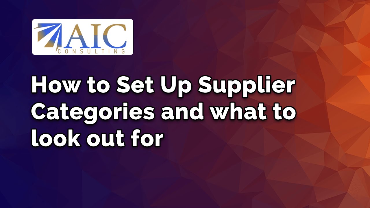 How to Set Up Supplier Categories in Sage X3 Version 12 - YouTube
