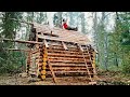 Off Grid Building. Make floors, ceiling and roof. Log Cabin in the Forest