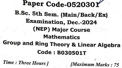 Group and Ring Theory & Linear  Algebra | BSc 5 | MSU | Mathematics Study By Sukanya Srivtastav PYQ