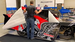 Tutorial: How to install a vinyl race car wrap with David Mayhew at Finish Line Signs. BTUFF design!