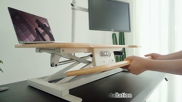 VWINDESK Electric 35 inch Wide Stand Up Desk ConverterVJ102 Bamboo