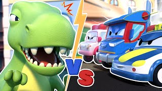 RESCUE TEAM vs DINOSAURS! Who will win? | Cars & Trucks Rescue for Kids