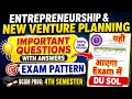 Entrepreneurship &amp; New Venture Planning Important Ques with Answers Bcom Prog 4th Semester SOL DU