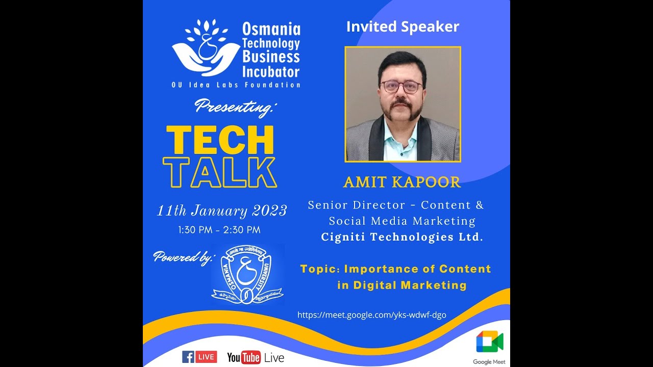 Tech Talk by Mr. Amit Kapoor - YouTube