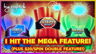 All 3 dynamite → TRIPLE MEGA FEATURE on Dynamite Pop Slots!