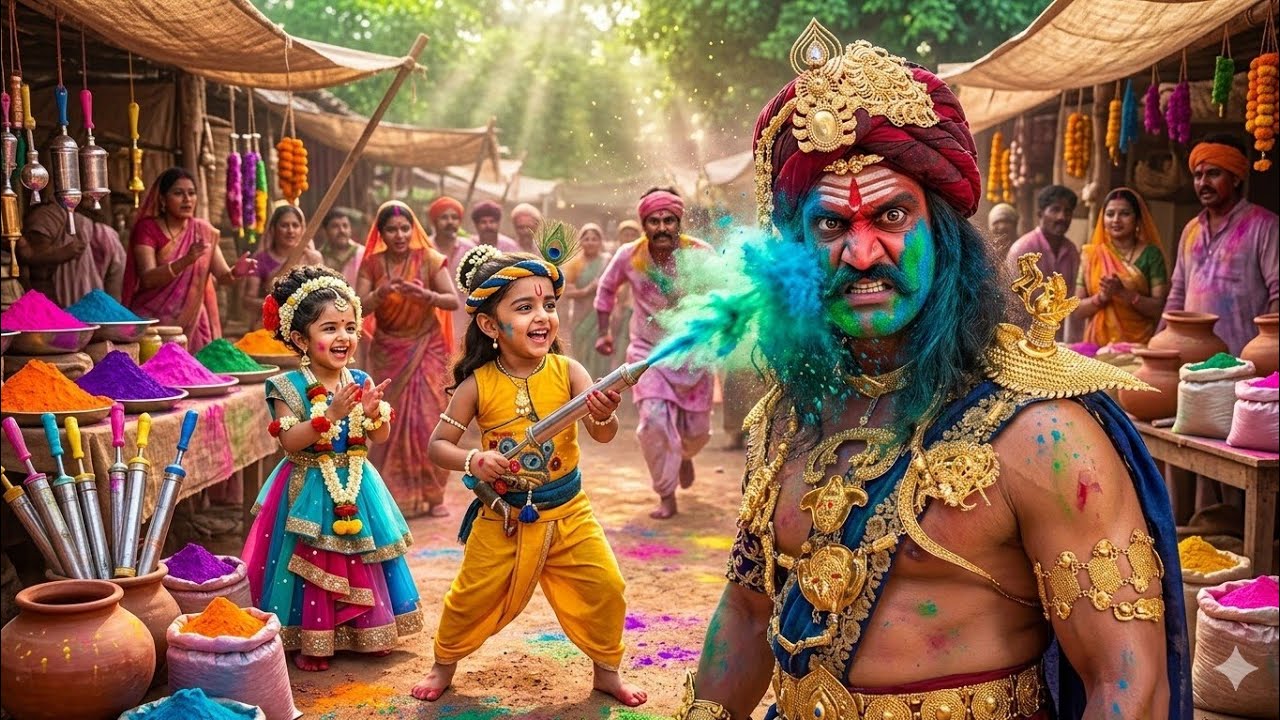 जब बाल कान्हा ने कंस पर फेंका रंग, कंस हुआ आग-बबुला | यशोमती मईया के नंदलाला | Shree Krishan Leela