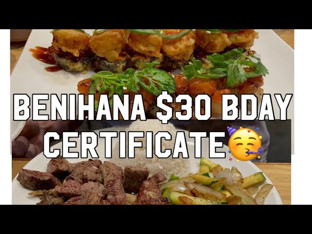 Benihana $30 Birthday certificate - YouTube
