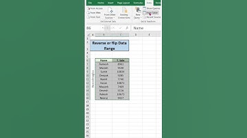 Reverse the data range in excel