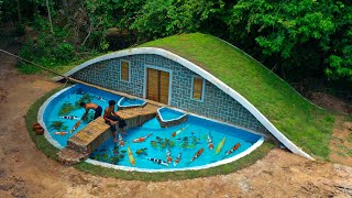 Build Underground House House 🏡 With Design Fish Pond