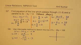 Linear Relations and Applications Test MPM1D IB Grade 9