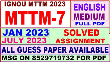 mttm 7 solved assignment 2023 / mttm 7 solved assignment 2022-23 / ignou mttm 7 2023-24