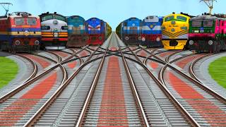 🧾All Realistic Trains Go Away from Bumpy Yard Tracks | Railroad crossings longest tracks  screenshot 1