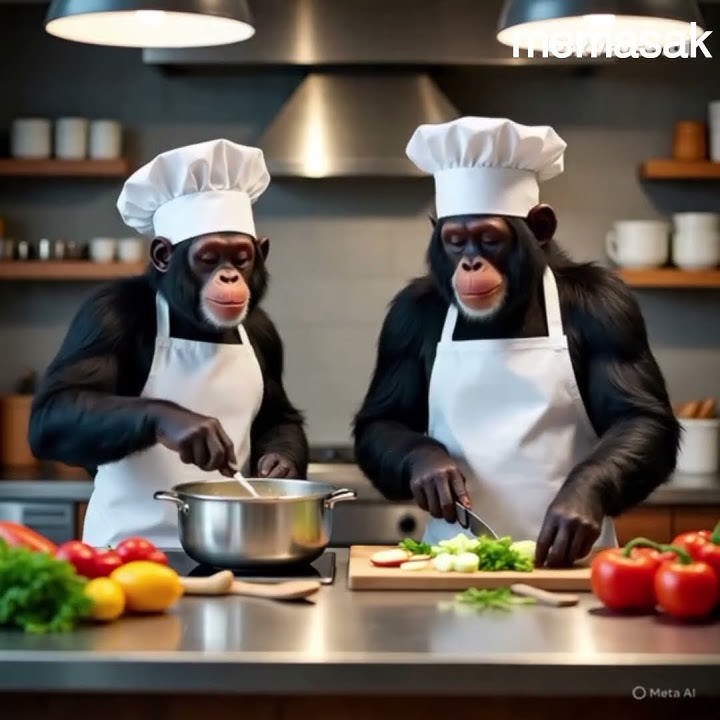 sepasang cimpanse memasak #cimpanse #kera #animals #shorts #omdemplon