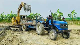 Jcb 3dx loading mahindra tractor 4×4 stuck in mud || Sonalika tractor || Tractor power test || 908