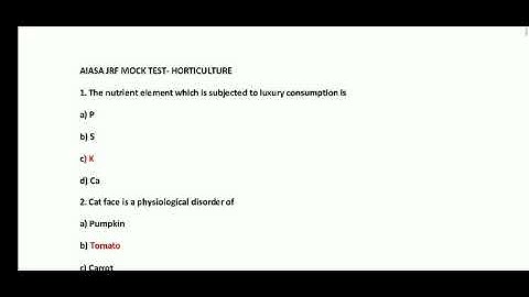 AIASA HORTICULTURE MOCK TEST (PART -1)