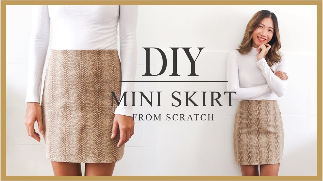 DIY Mini skirt from scratch - How to make High waist skirt - YouTube