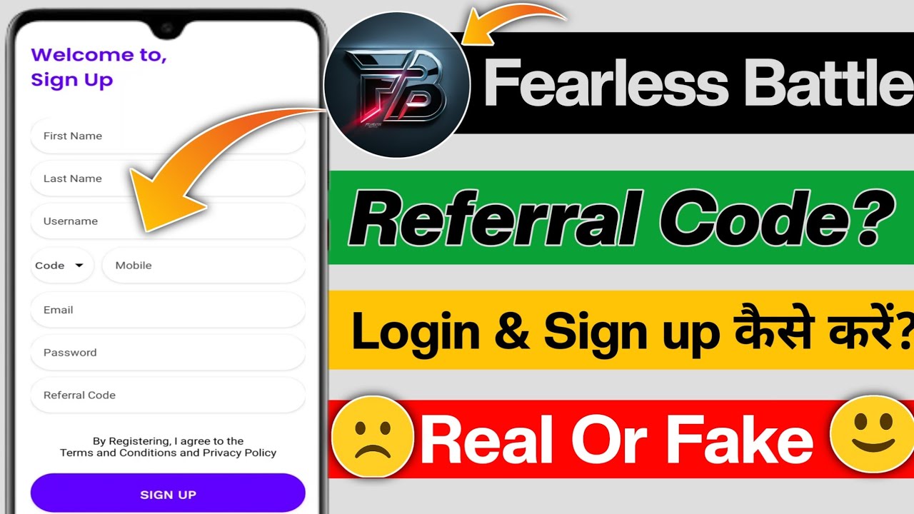fearless battle app refferal code? fearless battle app login kaise kare? fearless battle tournament