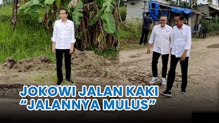 Jokowi Jalan Kaki Tinjau Langsung Jalan Rusak Lampung 